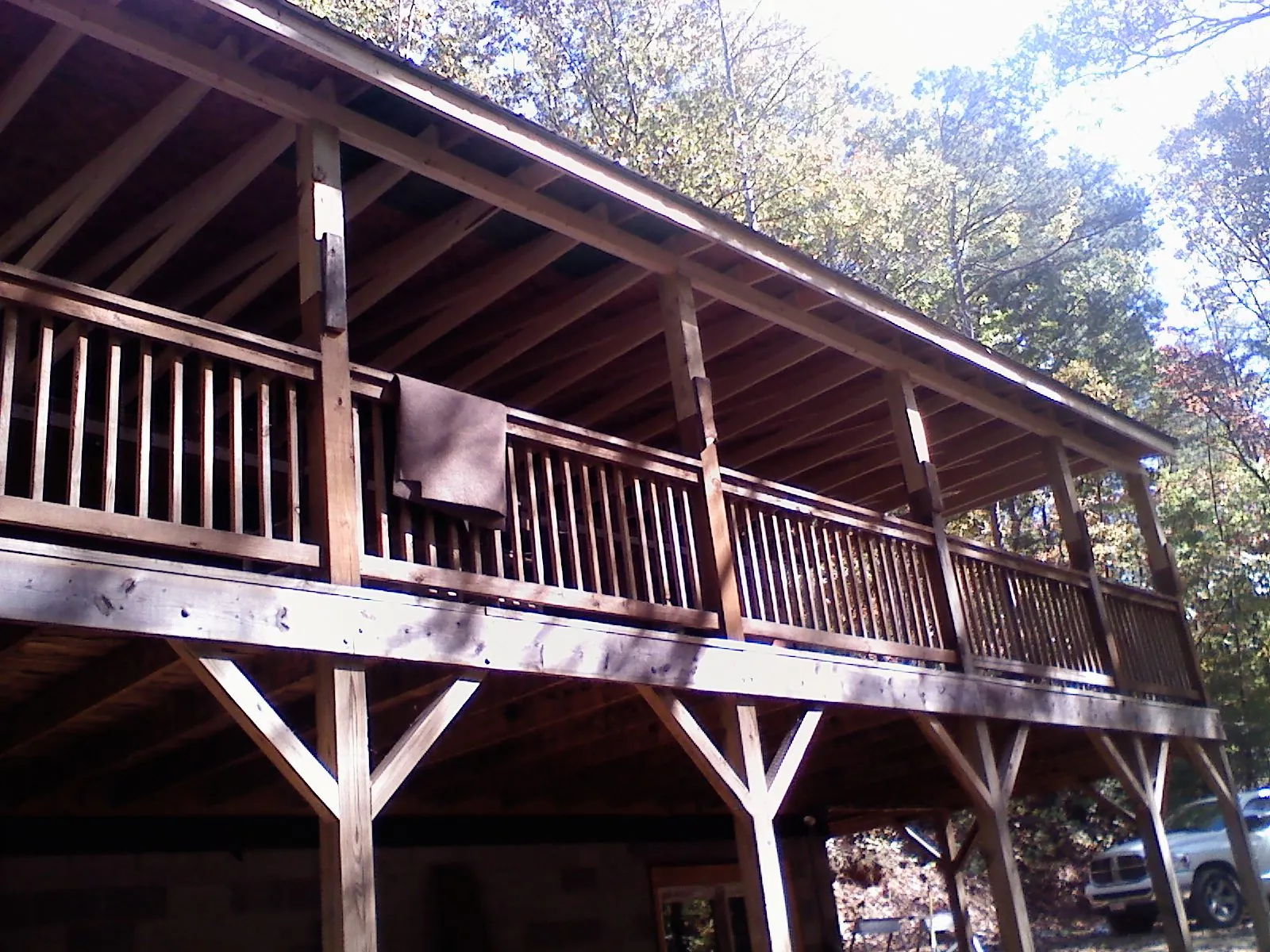 Timber framing under a new elevated porch and deck — Roof Leak Repair in Chickasha by Roofing Brothers
